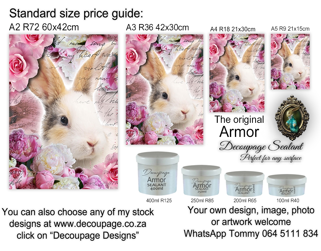 Decoupage designs and sealants Decoupage armor sealants and paper prints