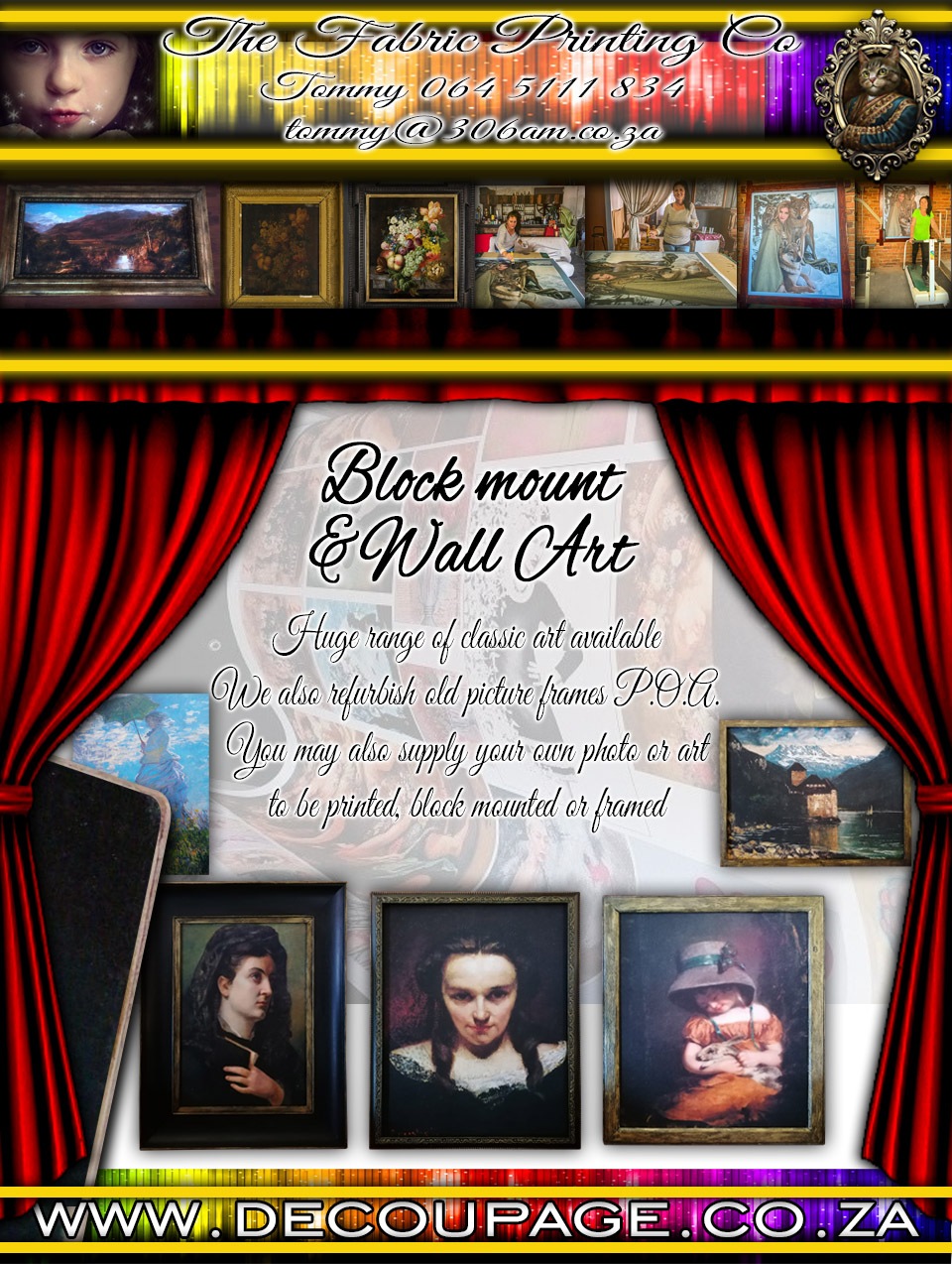 Decoupage block mounting Block mounting & Classic wall art decoupage